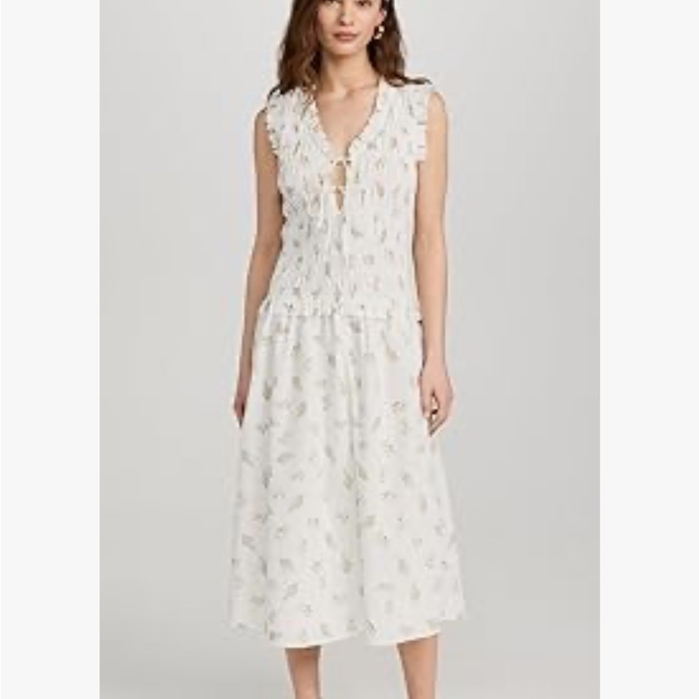 Rails Women's Dion Dress White Sleeveless Midi Dress with Floral Pattern Sz S